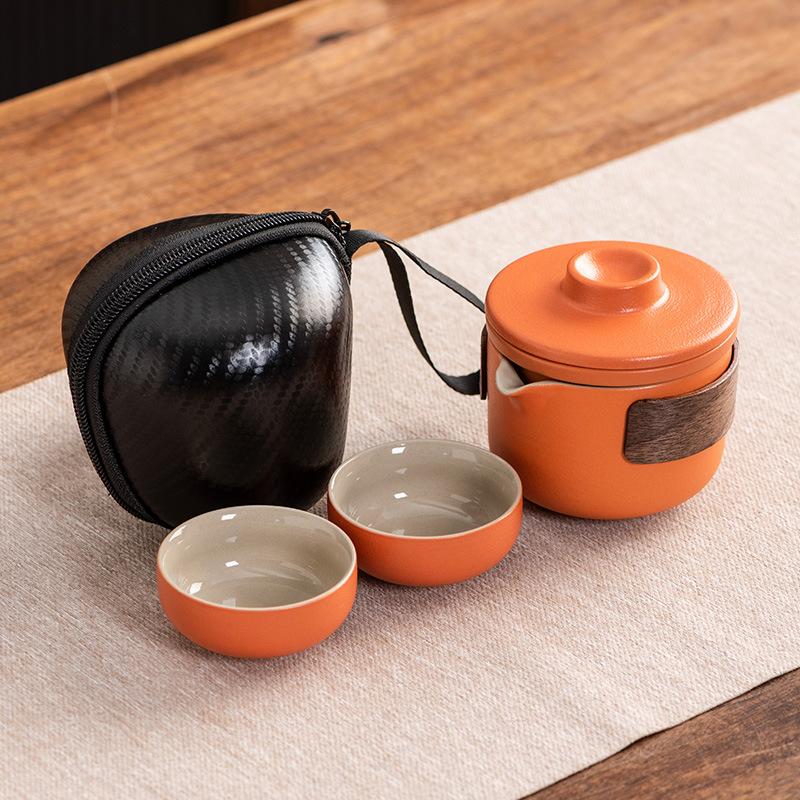 Travel tea set Ceramic express cup Portable one pot two cups Company business gifts Holiday souvenirs