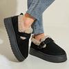 Fashion Buckle Thick Sole Thicken Plush Snow Boots Winter Warm Cotton Padded Shoe Women Plus Size Comfort Non Slip Platform Casual Boots