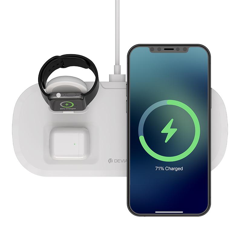 

DEVIA Smart Series Wireless Charger 3-in-1 15W Fast Charging Station for Phone/Watch/Earphone