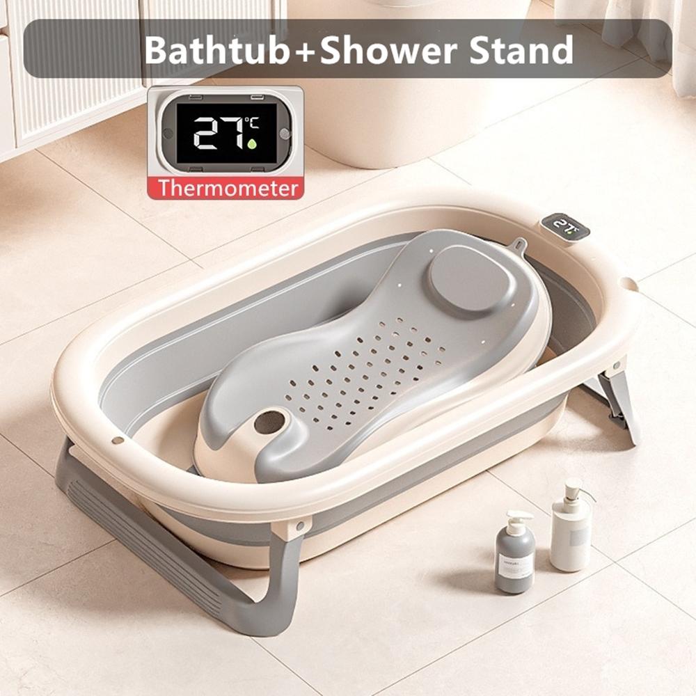 Real time water temperature display Silicone Baby Bathtub Non-Slip Foot Bath Bucket Folding Bathroom
