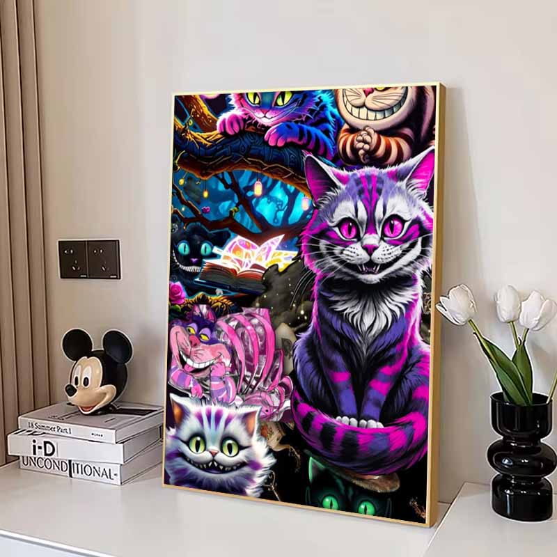 Disney Pittura Diamante Fai da Te 5D Alice nel Paese delle Meraviglie Gatto Soriano Illustrazione di Gruppo Mosaico Ricamato Punto Croce Decorazione Casa Regali Artigianato