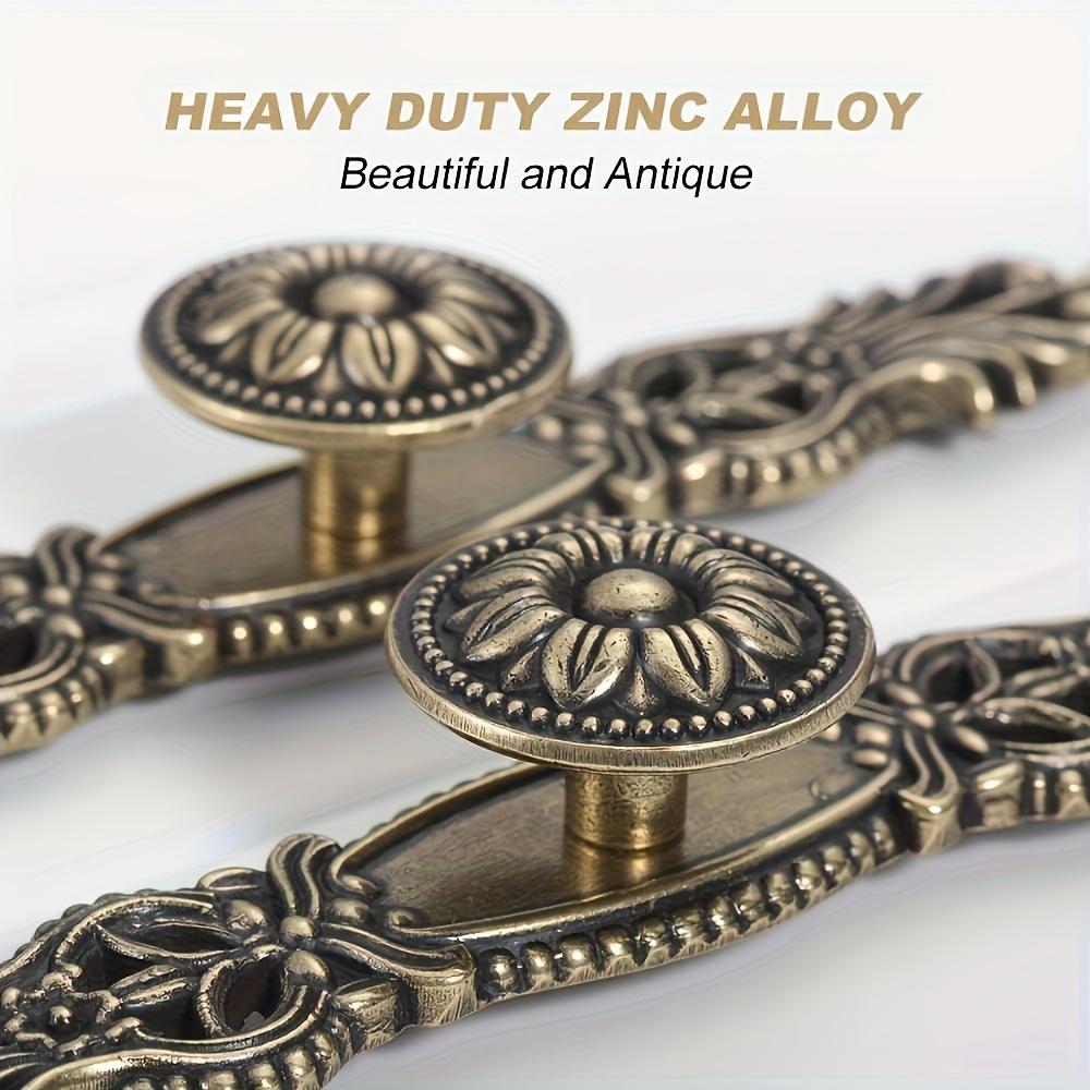 4/8pcs Antique Brass Pull Handles with Fixed Decorative Plates, Vintage Drawer/Kitchen Cabinet Door Handles for Furniture with Screws