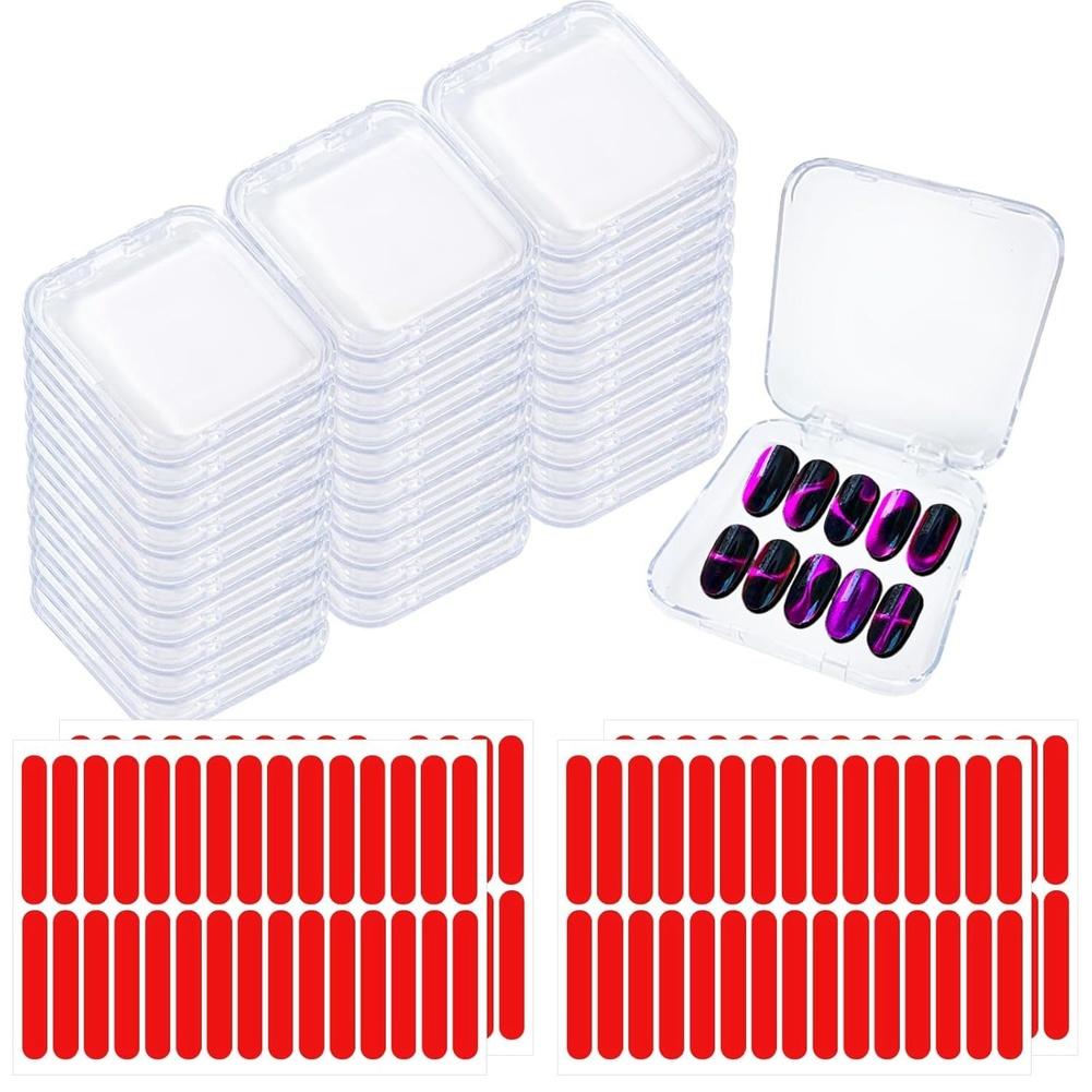 1set Nail Display Box And 1set Of Accessories Acrylic Nail Display Box With Double Sided Tape For Press On Nails Storage Case