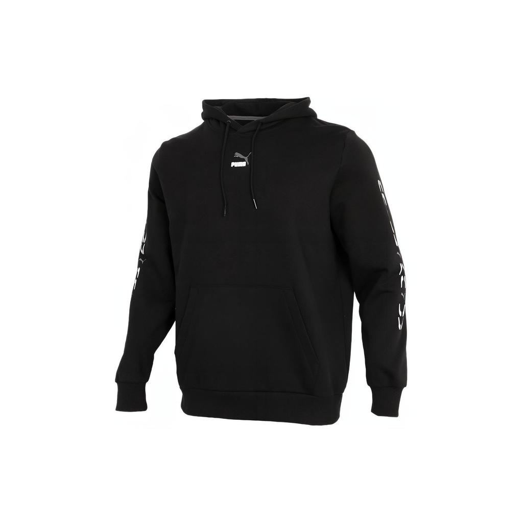 Puma Sports Casual Printed Logo Hoodie Men Tops Black 531243-01