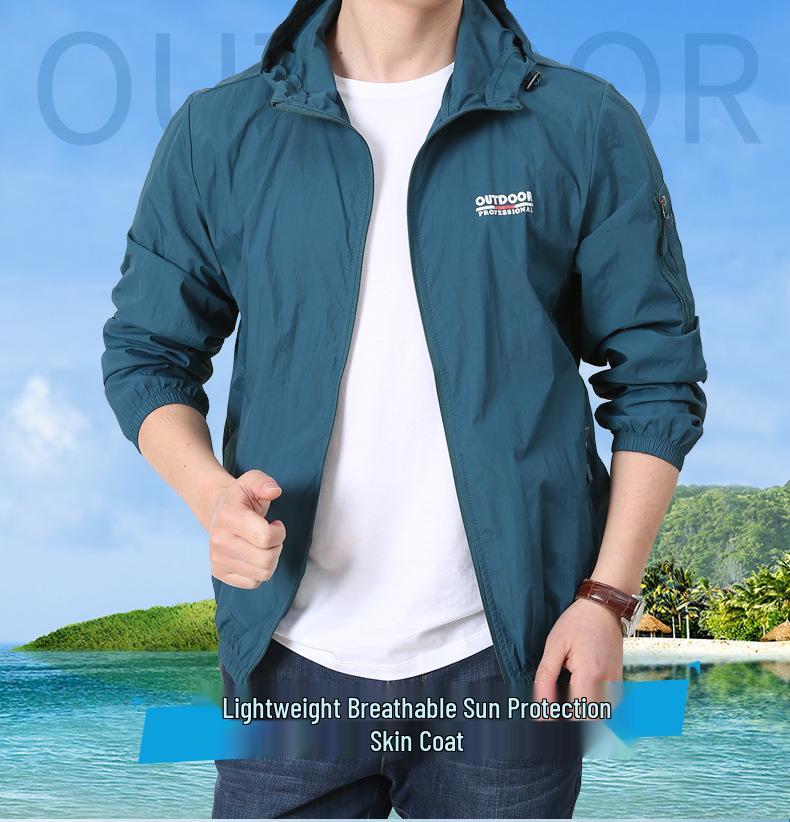 Men's Summer UV-Protection Quick-Dry Hooded Windbreaker – Lightweight, Breathable Fishing Jacket