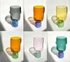 Color Blocked Goblet Glass Whisky Wine Glass Borosilicate  Heat-resistant Glass Coffee Glass