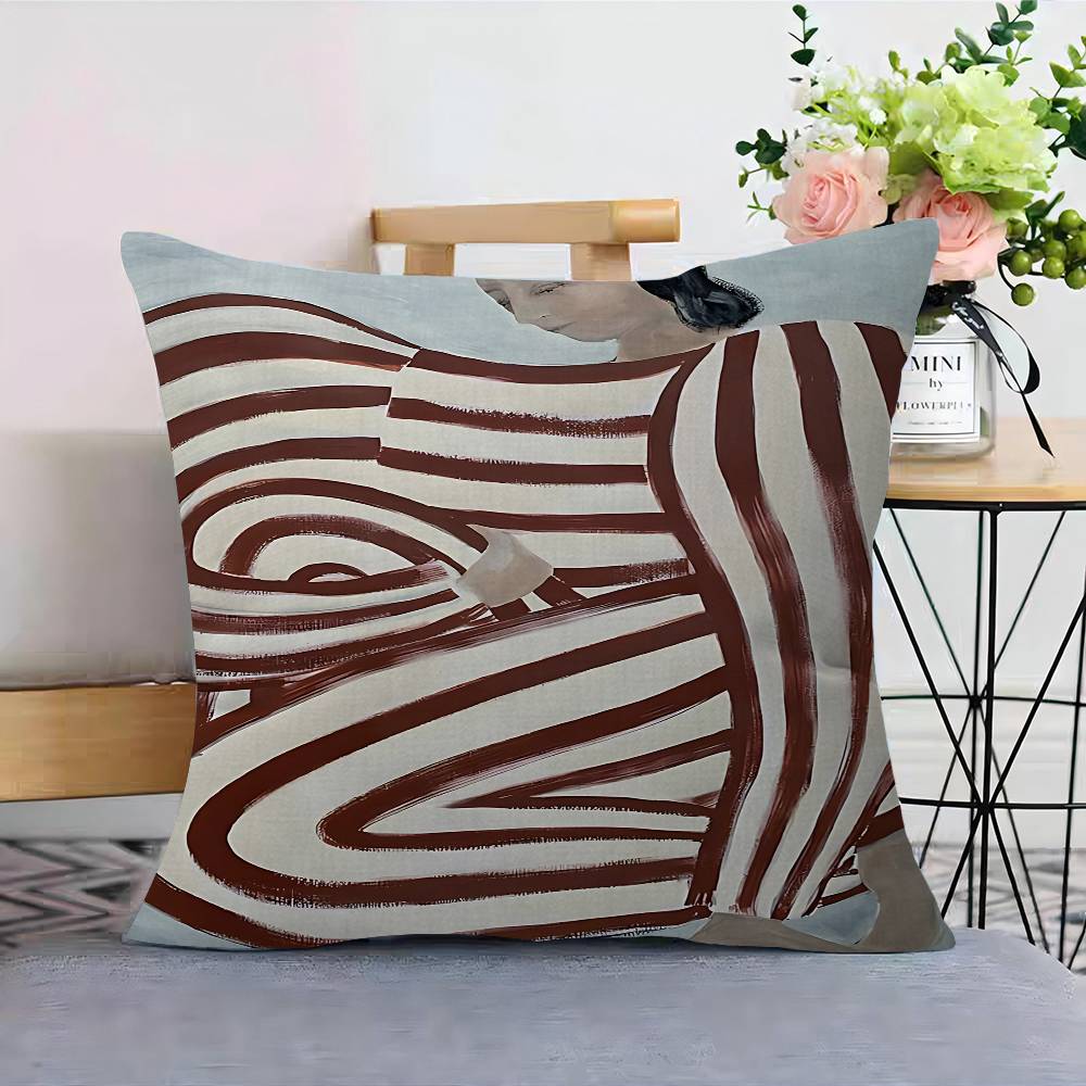Abstract Line Geometry Curve Girl Pillow Anime Pillow Sofa Bed Head Pillow Cover Cushion Cover 45x45 Cm Fashion