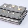 JIMMY CHOO Star studs Tri-fold wallet Metallic Silver Calfskin Women Used