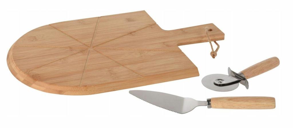 Bamboo Pizza Cutting And Serving Set
