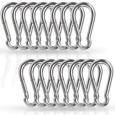 304 Stainless Steel Strong Stainless Spring Locking Carabiner, Steel, Hook, SUS304, Anti-Fall, Anti-Tip, (M6 16)