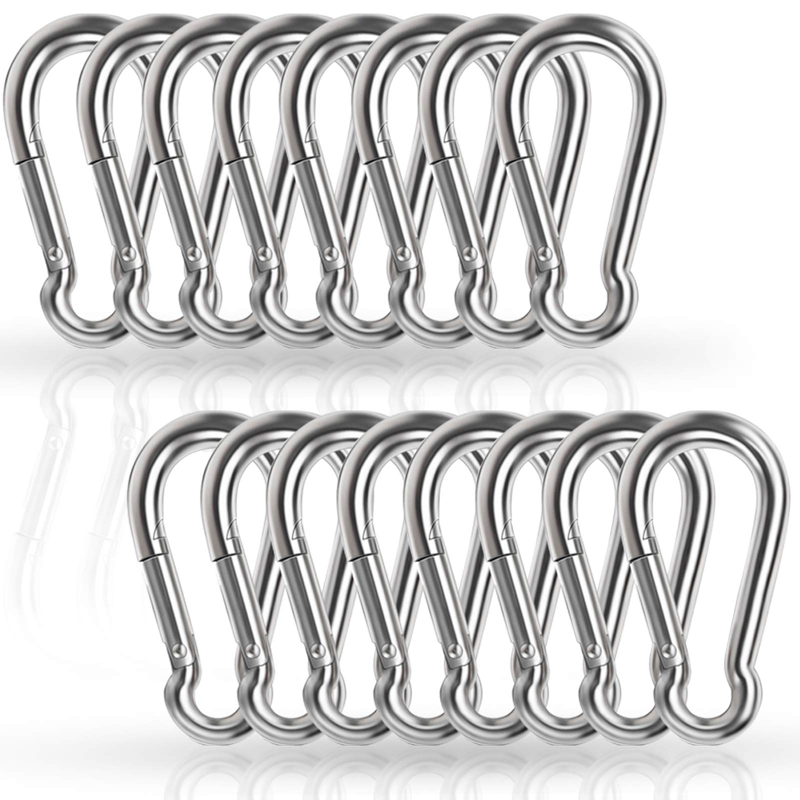 

304 Stainless Steel Strong Stainless Spring Locking Carabiner, Steel, Hook, SUS304, Anti-Fall, Anti-Tip, (M6 16)