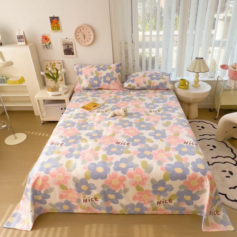 Cute Cartoon Panda Flat Sheet Kawaii Strawberry Bed Sheet Set For Girls Boys Room Decor, Cotton Twin Bed Cover With 2 Pillowcase