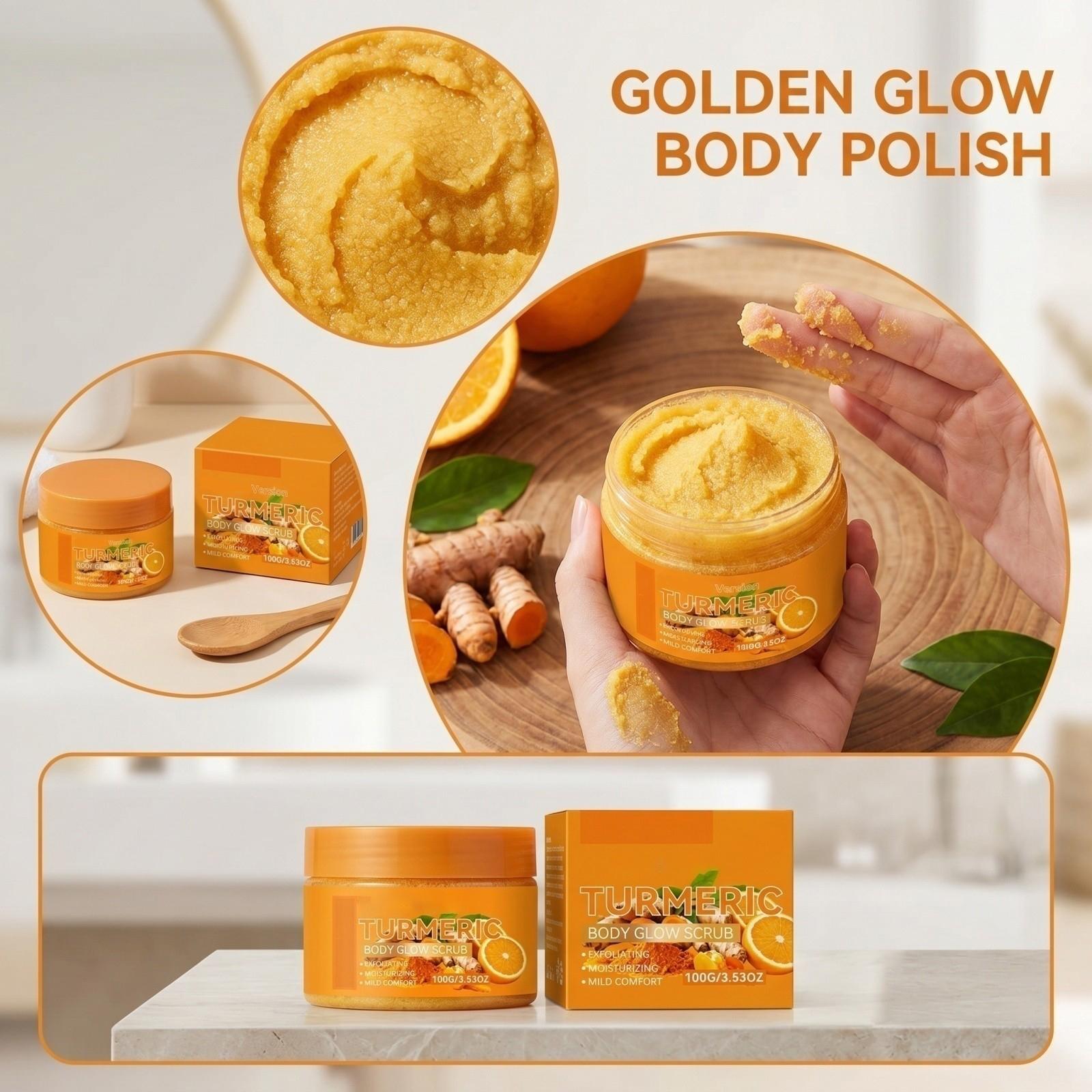 FOXER Kurkuma Body Glow Scrub Exfoli&euml;rende Hydraterende Natuurlijke Ingredi&euml;nten Huidverzorging Body Polish voor Gladde Zachte Huid 100g 3 53oz One Size geel