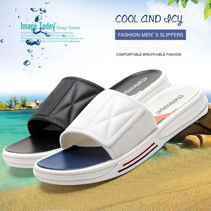 Fashion WOTTE Slippers Men Summber Room Shoes Men Bathroom Black Men Flip Flops Fashion Pool Mens Slides Soft Sole  Beach Slides Men