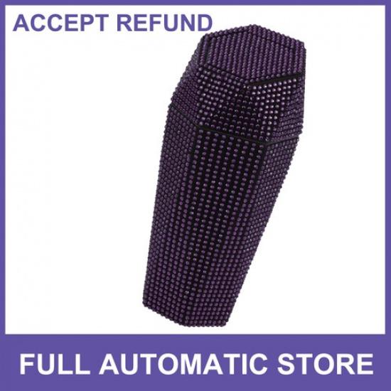 Car Trash Can Rhinestones Portable Car Cup Holder Plastic Trash Bin Purple