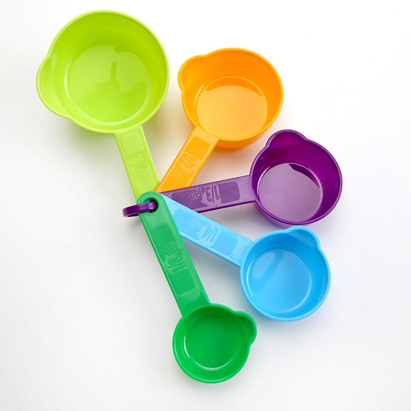 5Pcs/set Plastic Measuring Cups Measure Spoon Colorful Kitchen Tool Kids Spoons Measuring Set Tools For Baking Coffee Tea
