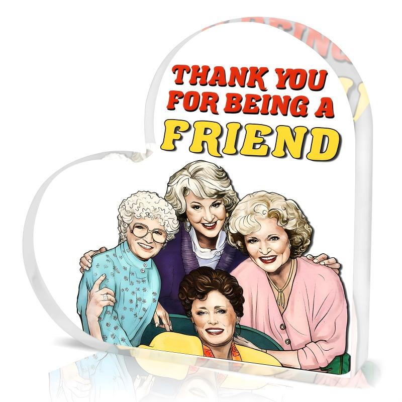 

2D Flat, Thank You for Being A Friend Contemporary Acrylic Heart Desktop Decoration, Suitable for wall decoration, porch, room, villa, accents Home, 10*10CM