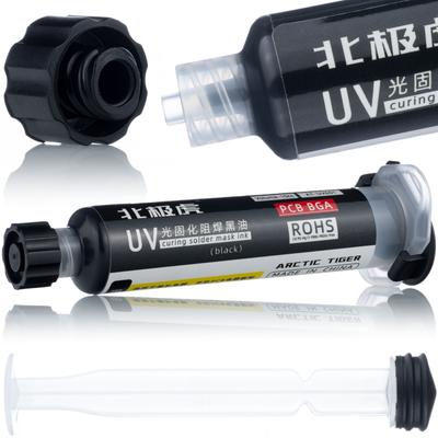 Soldermaska Czarna 10ml Z Tłoczkiem – Zabezpieczenie Płytek PCB | Szybkie Utwardzanie UV | Nie Przewodzi Prądu