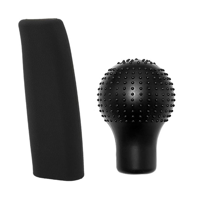 Food Grade Silicone Car Gear Knob Cover with Matching Handbrake Sleeve Simple Installs for Smooth Grip & Easy Cleaning