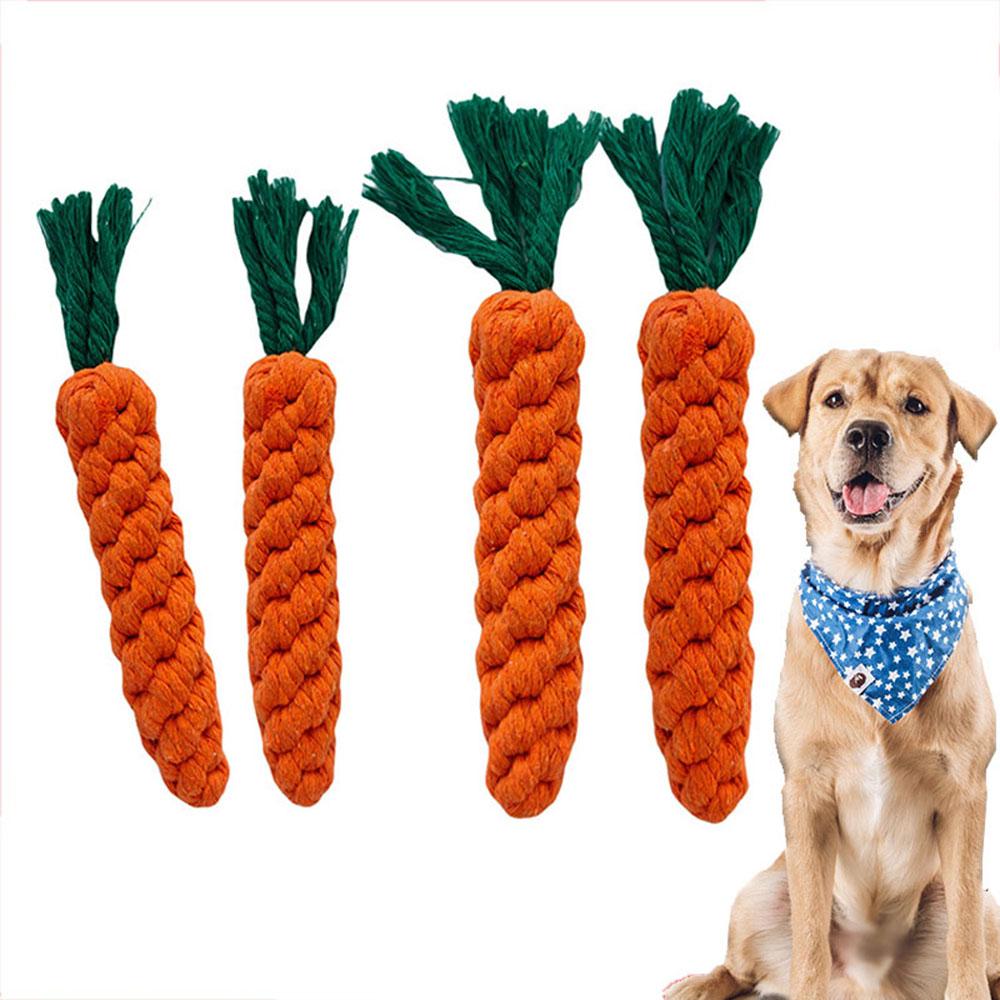 1Pcs Carrot Dog Bite Rope Pet Dog Hoys Safe Durable Braided Bite Dog Chew Toys Resistant Puppy Molar Cleaning Teeth Cotton Rope