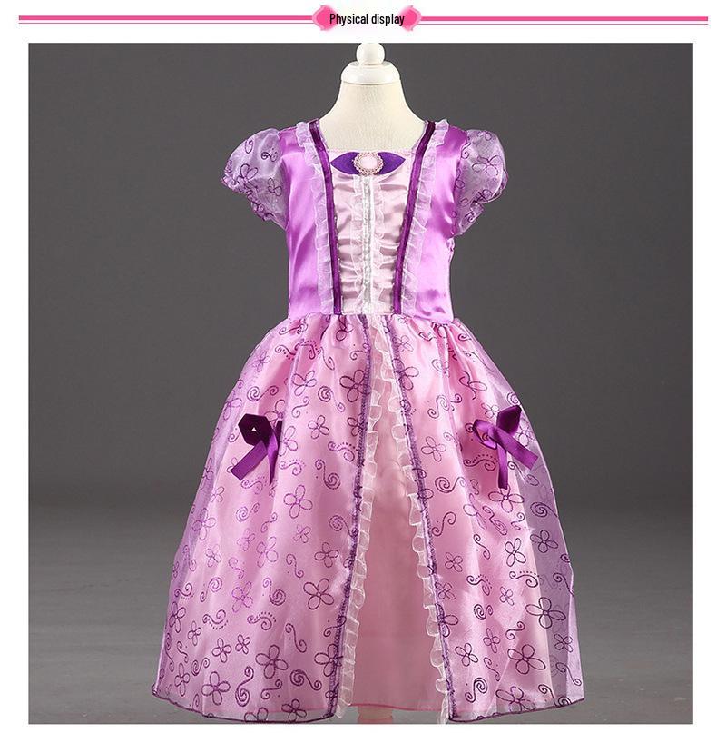 Kostým letních šatů pro dívky s motivem Ledového království 2024 - Krátký rukáv na halloweenské vystoupení