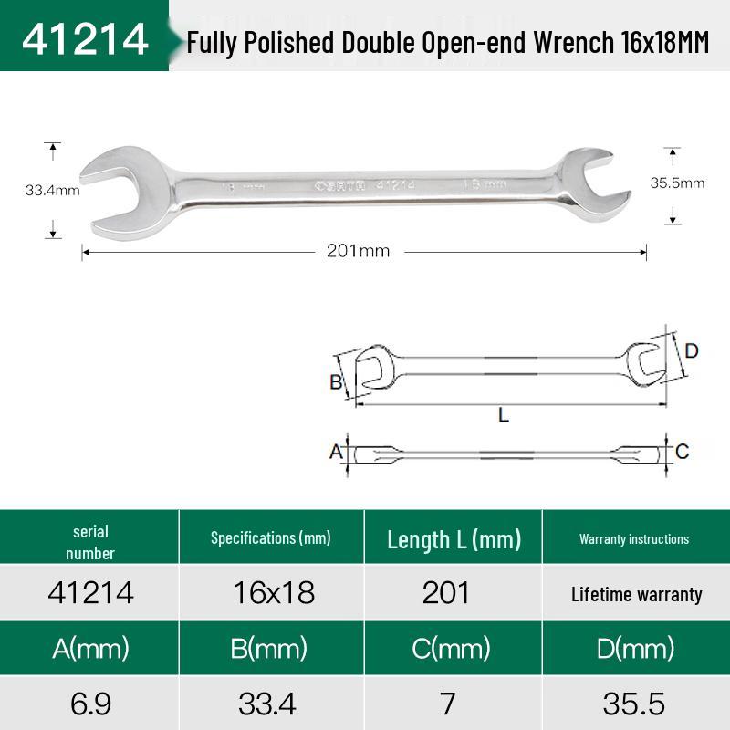 SATA Double-Headed Open-End Spanner Set: 8/10/12/14/17/19/22mm Fixed Forked Wrench
