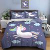 Dreamy Rainbow Unicorn With Clouds Bedding Set For Kids Luxury Gift 3Pcs Digital Print Comforter Set Soft Comfortable Breathable