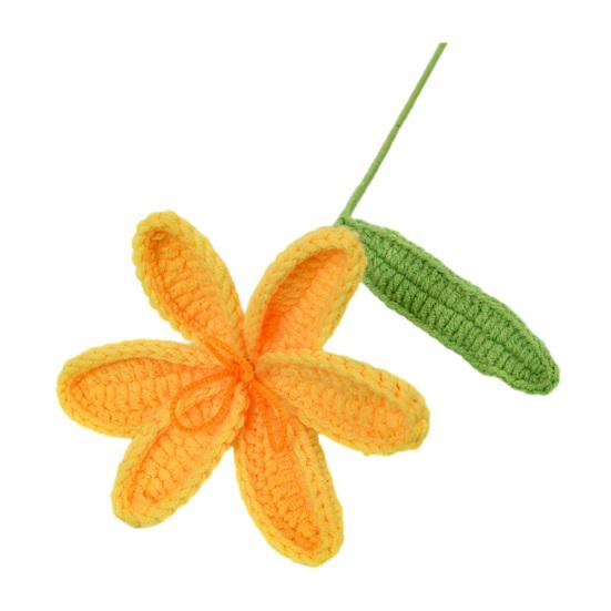 

Crochet Tulip with Stem Leaf Handcrafted Knitting Flower Ornament Yarn Floral Decoration Mother s Day Birthday Christmas Gift жёлтый