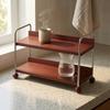 TwoTier Mug Rack Raised Rails Wood and Steel Cup Organizer Wooden Countertop Shelf