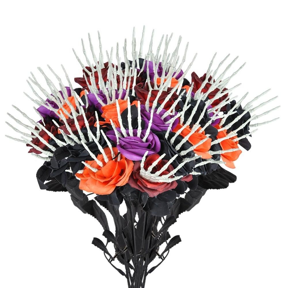 49cm Skeleton Hand Rose Bouquet Gothic Fake Flower Halloween Artificial Rose Ghost Festival