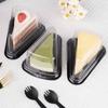 50 Pcs 6/8 Inch Size Cake Slice Boxes Gold/Black Triangular Shape Cheesecake Boxes Clear Lid Triangular Pie Box