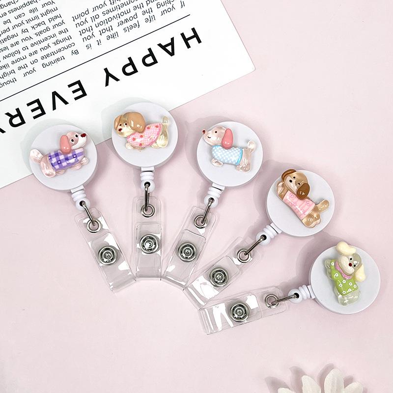 Cute Animal Retractable Badge Holder for Healthcare Workers60cm Extendable ID Card Reel with Secure Clip Puppy Design for Nurses