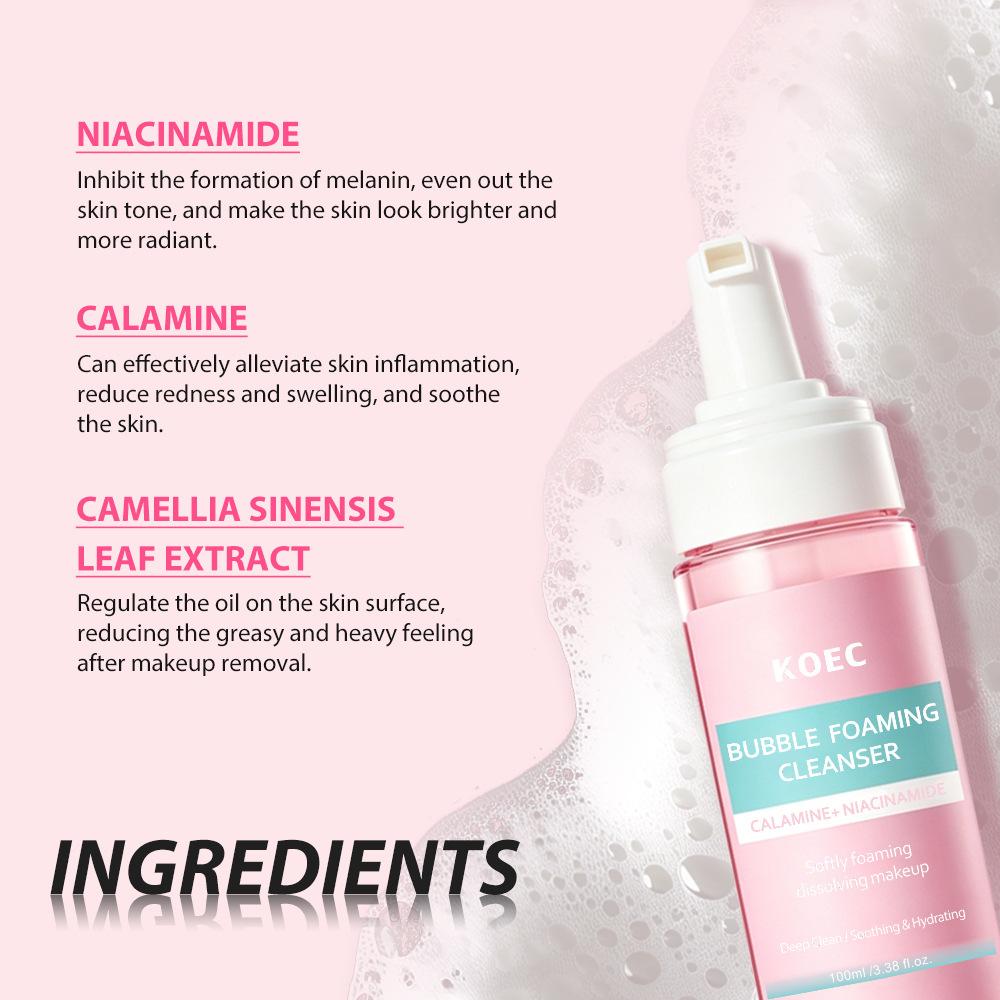 KOEC Niacinamide Bubble Cleansing Mousse 100g Deep Clean Makeup Remover Foaming Face Wash