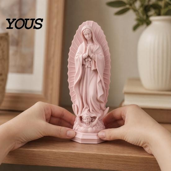 Durable Virgin Mary Sculpture Statue, Religious Resin Sculpture, Blessed Holy Lightweight Statue Mother Figurine for Catholic Home Desk Decor