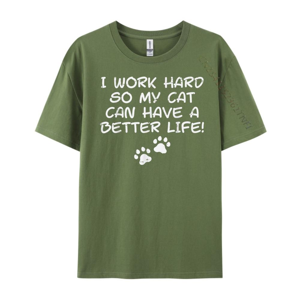 Gifti Work Hard So My Cat Can Have Funny Fur Dad Mom Camisetas Long Sleeve TShirt Mens Tshirts Casual