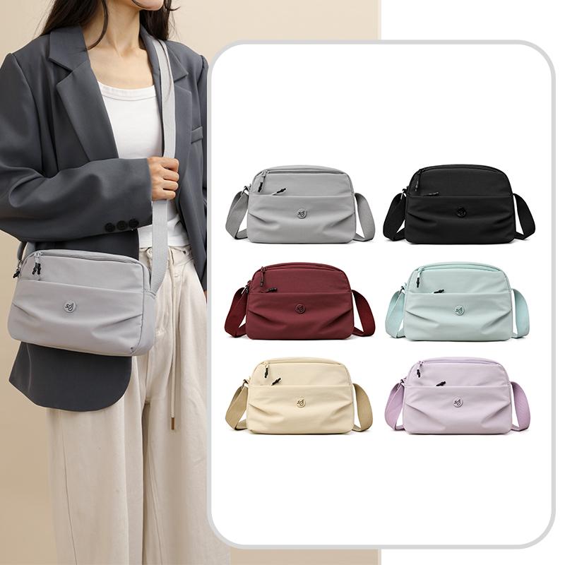 Women Lightweight Nylon Crossbody Bag Multi Pocket Casual Shoulder Bag Adjustable Strap Small Handbag for Daily