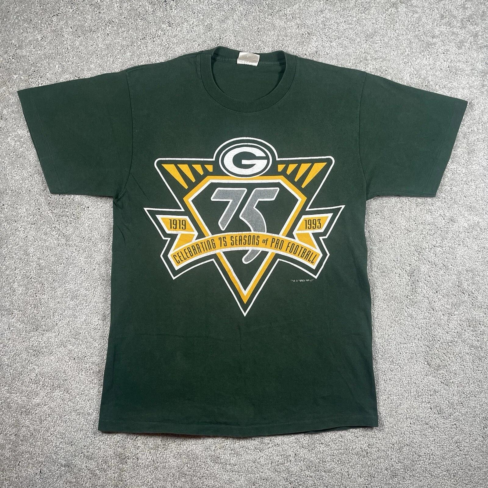 Vintage Green Bay Packers 75th Anniversary Graphic T-Shirt Size Medium M L
