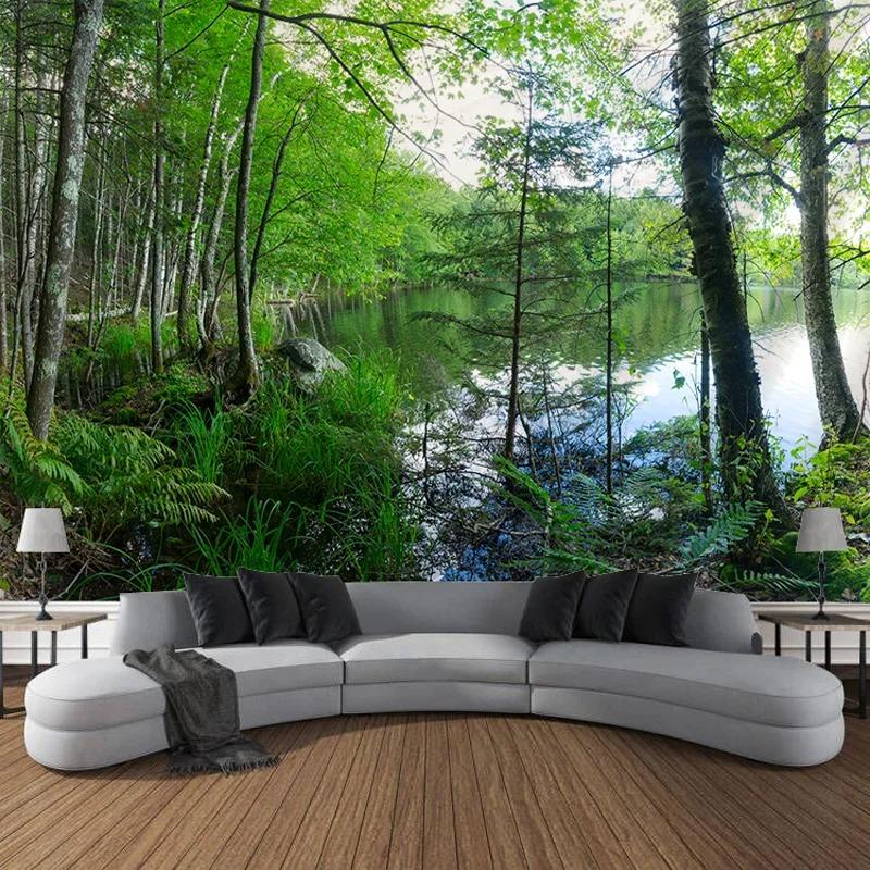 Wanddekoration Zuhause Wandteppich Himmel Wald See Hintergrund Büro Wohnzimmer Wandteppich