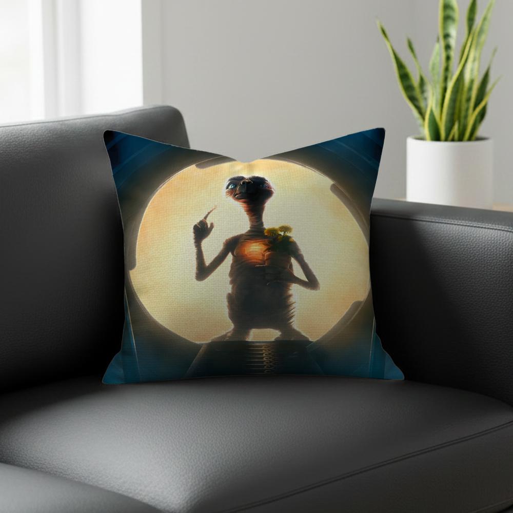 Movie ET the ExtraTerrestrial Cushion Cover Natural Linen Pillowcase Set AllinOne Decor for Sofa Bedroom Chair
