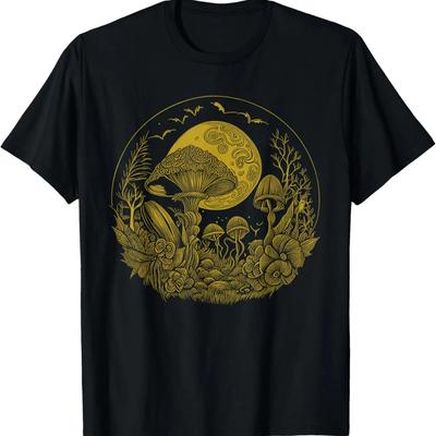 Cottagecore Moon, Mushrooms, Plants and Trees T-Shirt