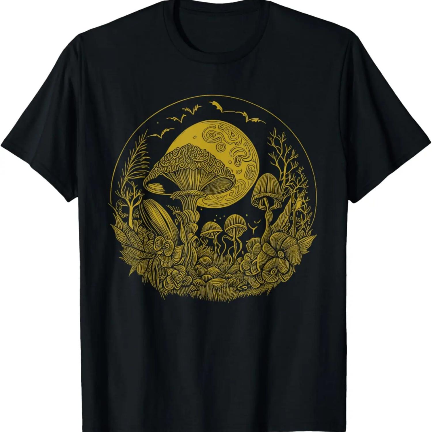 

Cottagecore Moon, Mushrooms, Plants and Trees T-Shirt XXXXXL чёрный
