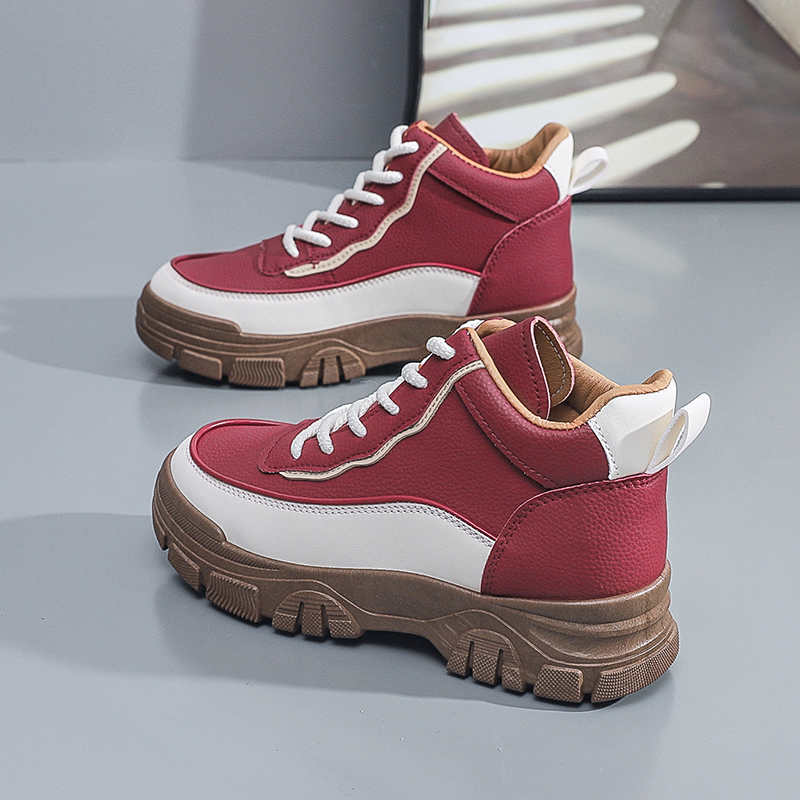 Fashion Natural Leather Autumn Women's Luxury Boot Casual Sneakers Beige Black And White Woman Shoes Sports Excercise Sport