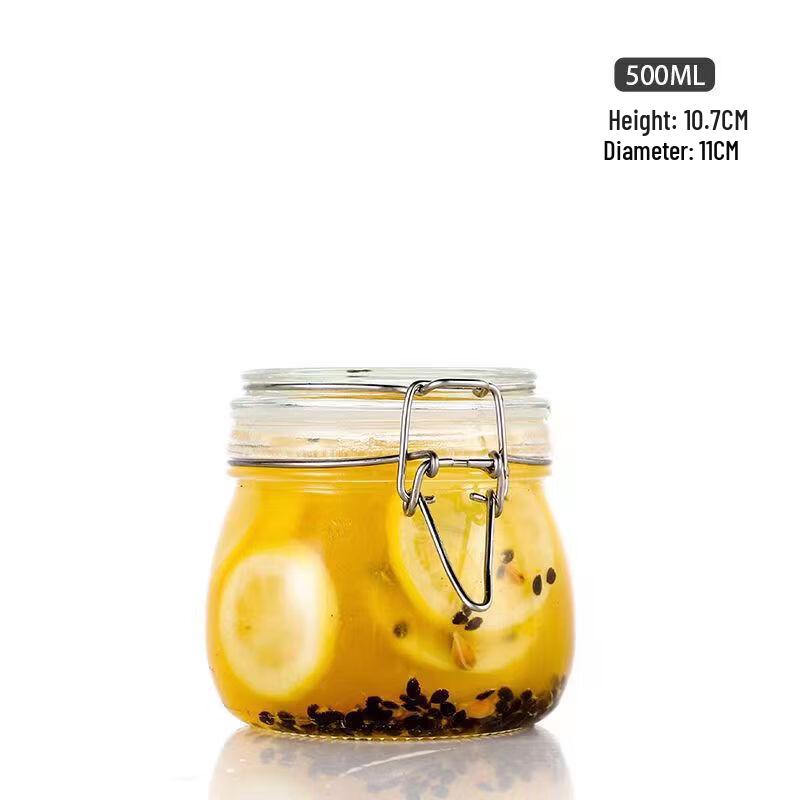 ZISIZ 500ml Round Glass Food Storage Jars (Set of 2)