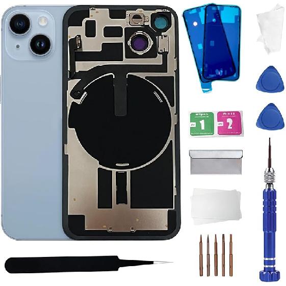 14 Back Glass Replacement with Wireless Charging Flex Cable and Camera Frame All Parts for iPhone 14 (6.1 Inch,Midnight) Replacement of Equipment