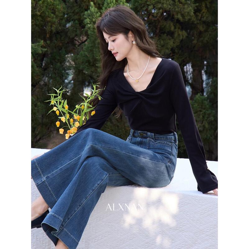 

Women s Spring Blue Wide-Leg Jeans L