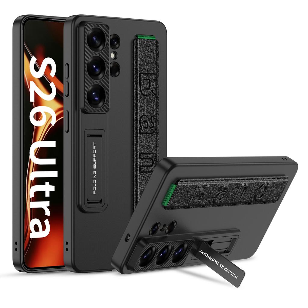 Funda GKK Para Samsung Galaxy S26 Ultra con Correa para la Muñeca y Soporte Plegable Cubierta Protectora para Teléfono de PU+PC Duro