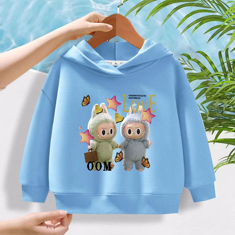 Detská mikina Nová trendy Labubu Detská roztomilá kreslená ležérna denná mikina 100-160cm Chlapci Dievčatá