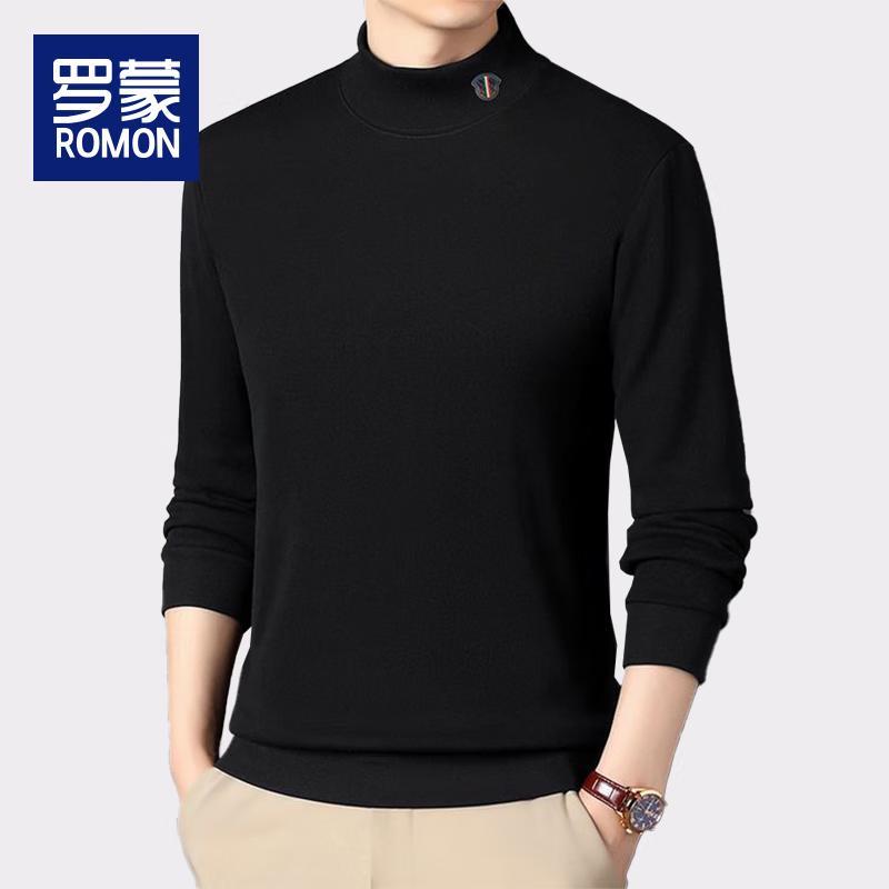 Romon Men's Fleece-Lined Mock Neck Winter Sweatshirt