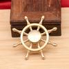 Brass Ship's Wheel Ornament - Helmsman Navigator Desktop Decor Copper Craft Spinner
