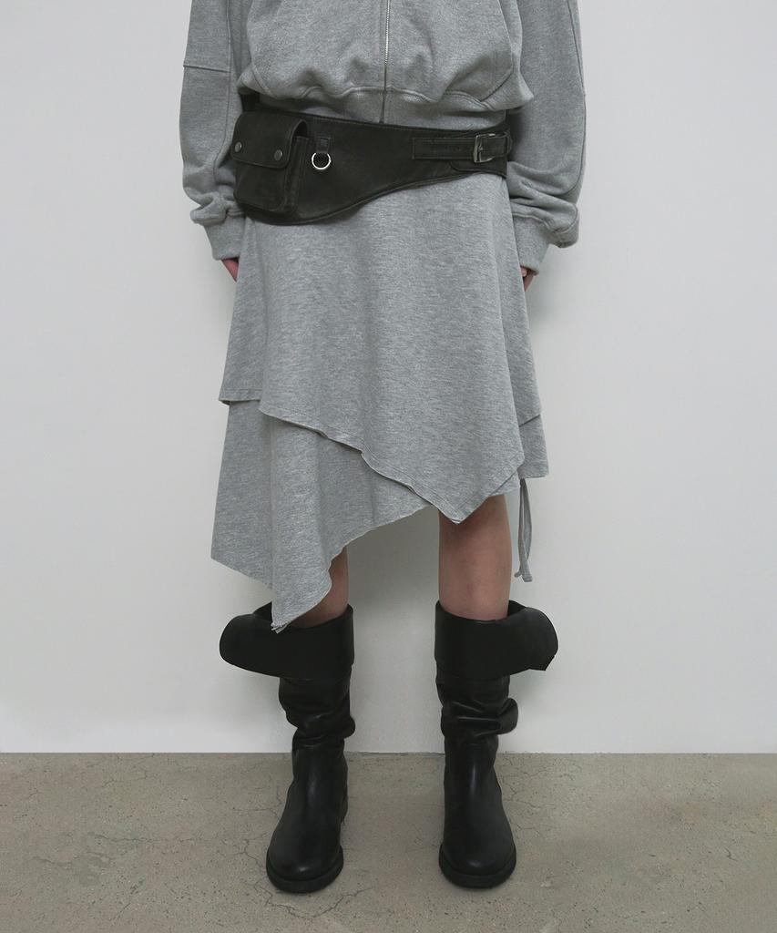 Saendeulig Unbalanced String Midi Skirt_Melange Gray